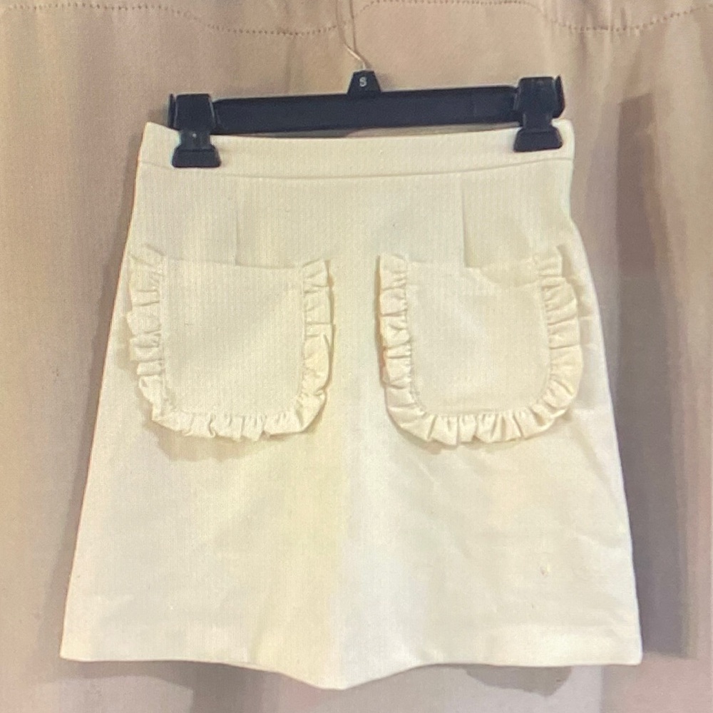 ASOS Cream Mini Skirt with Ruffle Pockets